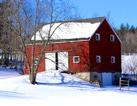 Red barn on a bluebird day